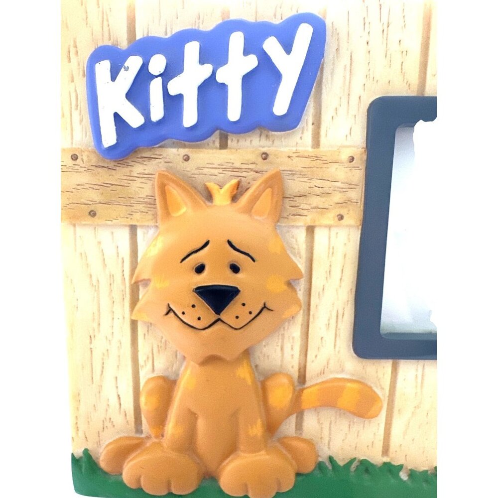 Russ Berrie KITTY Frame Picture Fence Resin VINTAGE Glass Picture Opening 2.25” - Picture 2 of 5